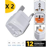 2X Universal To Uk 3 Pin Plug Visitor Travel Adaptor Eu Au Us Hk India