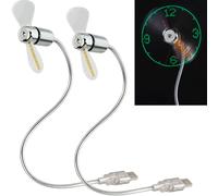 2X USB Fan LED Clock Mini Cooling Fan Table Fan For PC Laptop