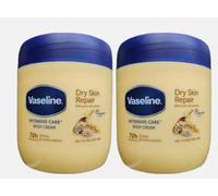 2x Vaseline Intensive Care Body Cream Dry Skin Repair With Pure Oat Extract400ml