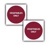 2X Vegetables Only - Allergen Food Stickers - Colour Coded Chopping Board Sign Kitchen Labels - 100mm x 100mm