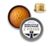 2X Victoria Sandwich Cake Tin Pan 7" (17.5cm) Superior Double Coated Non Stick Fixed Base, Made in England