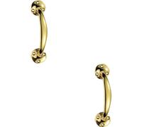 2x Victorian Bow Shaped Pull Handle 152mm Length 32mm Proj Polished Brass
