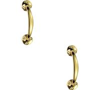 2x Victorian Bow Shaped Pull Handle 152mm Length 32mm Proj Polished Brass Loops Metallics One Size