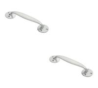 2x Victorian Bow Shaped Pull Handle 152mm Length 32mm Proj Satin Chrome Loops Multi One Size