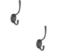 2x Victorian Hat & Coat Hook on Oval Backplate 64mm Projection Matt Black