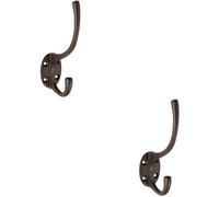 2x Victorian Hat & Coat Hook on Oval Backplate 64mm Projection Matt Bronze
