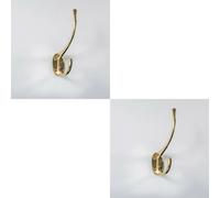 2x Victorian Hat & Coat Hook on Oval Backplate 64mm Projection Polished Brass