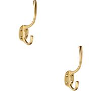 2x Victorian Hat & Coat Hook on Oval Backplate 64mm Projection Satin Brass