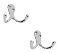 2x Victorian One Piece Double Bathroom Robe Hook 26mm Projection Polished Chrome Loops Multi One Size