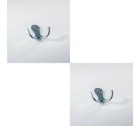 2x Victorian One Piece Double Bathroom Robe Hook 26mm Projection Satin Chrome