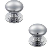 2x Victorian Round Cupboard Door Knob 42mm Dia Polished Chrome Cabinet Handle