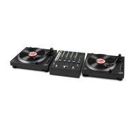 2x Vonyx DT6000 Direct Drive DJ Vinyl Turntables with 4 Channel Mixer and RCA Cables, USB Record Player Deck Setup with AT3600 cartridge for DJ and Home Hi-Fi Use