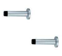 2X Wall Mounted Doorstop Cylinder On Round Rose 72 X 16mm Polished Aluminium
