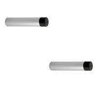 2x Wall Mounted Doorstop Cylinder with Rubber Tip 71 x 16mm Anodised Aluminium Loops Multi One Size