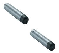 2x Wall Mounted Doorstop Cylinder with Rubber Tip 74 x 16mm Satin Steel