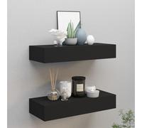 Vidaxl Wall-Mounted Drawer Shelves 2 Pcs Black 60X23.5X10Cm Mdf
