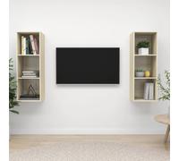 2x Wall-mounted TV Cabinets TV Stand Lowboard Chipboard Multi Colours vidaXL
