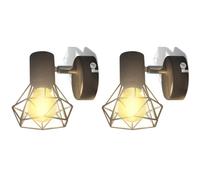 2x Wall Sconce with LED Filament Bulb Industrial Style Wire Frame Lamp vidaXL