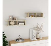 2x Wall Shelf Wall-Mounted Shelf Hanging Floating Shelf Engineered Wood vidaXL