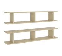 2x Wall Shelf Wall-Mounted Shelf Hanging Floating Shelf Engineered Wood vidaXL