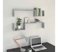 Vidaxl Wall Shelf 2 Pcs Concrete Grey 100X15X20 Cm Engineered Wood