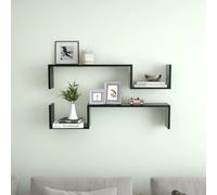 Vidaxl Wall Shelf 2 Pcs Black 100X15X20 Cm Engineered Wood, Black