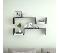 Vidaxl Wall Shelf 2 Pcs Black 100X15X20 Cm Engineered Wood, Black