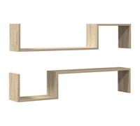 vidaXL Wall Shelf 2 pcs Black Oak 100 x 15 x 20 cm Engineered Wood, Stylish Living Room, Modern Rectangular Wall Shelf, Ample Storage Solution, Floating Unit, Functional Home Decor