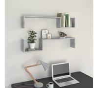 Vidaxl Wall Shelf 2 Pcs Concrete Grey 100X15X20 Cm Engineered Wood