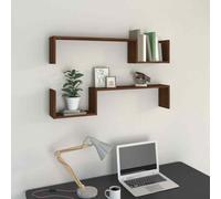 vidaXL Wall Shelves 2 pcs Brown Oak 100x15x20 cm Engineered Wood UK GF0