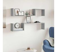 vidaXL 2x Wall Shelf Concrete Grey Engineered Wood Wall-Mounted Hanging Shelf