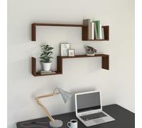 vidaXL Wall Shelves 2 pcs Brown Oak 100x15x20 cm Engineered Wood UK GF0