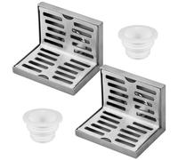 2x Wall Side Floor Drain 304 Stainless Steel Shower Drain Balcony Wall Corner Floor Drain L- Shaped Horizontal Drainage Same- Layer Waste Filter for Kitchenroom and Bathroom (10cm)