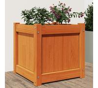 2x Wax Brown Wooden Garden Planters Solid Pine Outdoor Plant Boxes