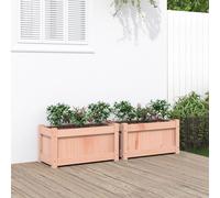 2x Waxed Solid Pine Garden Planters Wooden Outdoor Plant Pot Boxes