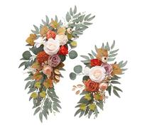 2x Wedding Arch Flowers Welcome Sign Decoration Corner Flowers Artificial Flowers for Reception, Ceremony, Birthday Party, Orange