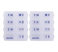 2X Weekly Pill Organizer 7 Day,Medication Containers,Portable Travel Pill Case with 8 Compartments, Compact & Medicine Holder for Purse, Backpack, Nursing Home, Cruise, Commuting,Easy Open