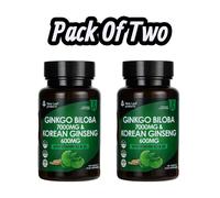 New Leaf Ginkgo Biloba 7000mg & Korean Ginseng 600mg Vegan 120 Tablets