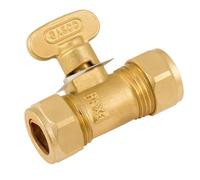 2X Westco 8mm Gas Isolating Valve - Brass Compression Shut-Off Valve for Gas Pipework