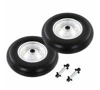 2x Wheelbarrow Wheels with Axles Solid PU 4.00-8 390mm Trolley Tyre vidaXL