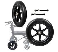 2x Wheelchair Wheels, 12" Solid PU Rear Wheel For Wheelchair, Caster Assembly, With Bearing, Wear-Resistant, Replacement Wheels For Walkers Rollators And Wheelchairs