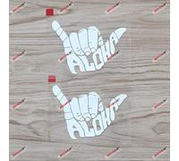 2X White 10.2cm Aloha Shaka Hang Loose Symbol Decal Sticker Car Vinyl Funny Hawaii HI Life