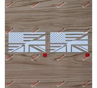 2X White 10.2cm American USA UK Flag Merged Decal Sticker Car Vinyl Union Jack British a