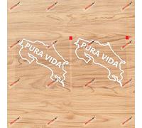 2X White 10.2cm Costa Rica Map Outline Pura Vida Decal Sticker Car Vinyl die Cut
