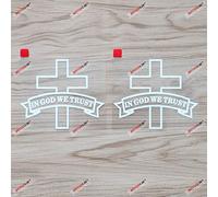 2X White 10.2cm in God We Trust Decal Sticker Cross God Jesus America American Car Vinyl