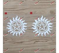 2X White 10.2cm Pentagram Wiccan Wicca Pagan Star Decal Sticker Car Vinyl