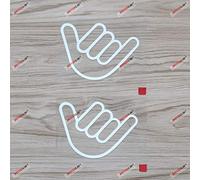 2X White 10.2cm Shaka Sign Hang Loose Decal Sticker Hawaii Hawaiian Car Vinyl