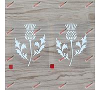 2X White 10.2cm Thistle Scottish Flower Decal Sticker Scotland Car Computer Phone Vinyl Style a