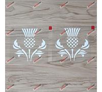 2X White 10.2cm Thistle Scottish Flower Decal Vinyl Sticker Car Laptop Window Scotland Style b