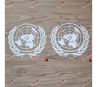 2X White 15.2cm United Nations UN Logo Decal Sticker Car Vinyl die Cut no bkgrd sda3